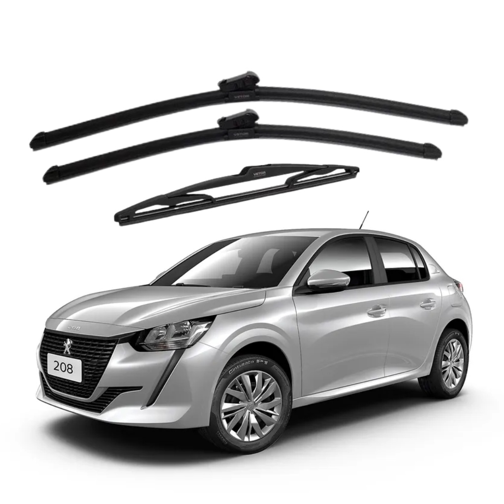 Kit Palheta Limpador Dianteiro + Traseiro Peugeot 208 2021 2022 2023 em Oferta na Shopee