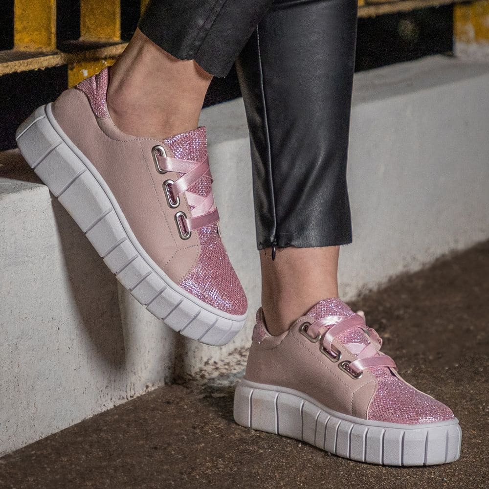 Tênis Blogueira Feminino Gliter GuGi Com Solado Detalhado Antiderrapante 605-GG