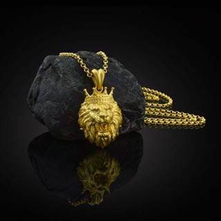 Desejo Popular Coroa Cabeça de Leão Cabeça de Leão Colar de Hip Hop Homens Unisexo Hipopótamo folheado a ouro Estoque Pronto para Pingente de Animais