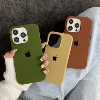 Caixa De Silicone Verde Pinho Floculante Para Telefone Iphone 15 14 13 12 11 Pro Max 15plus Proteção Contra Queda Marrom Capa Traseira Macia