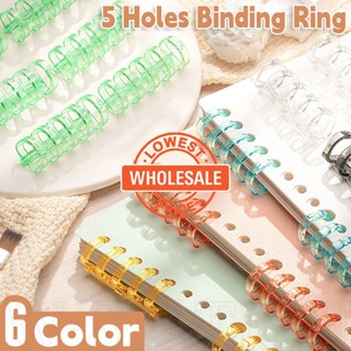 [Preço Por Atacado] Transparente Anel De 5 Furos Para Encadernação/Plástico Colorido Clipes De Folhas Soltas/Diário De Notas De Bricolagem Papel Espiral Circles Ring/Material De Papelaria De Escritório Escolar