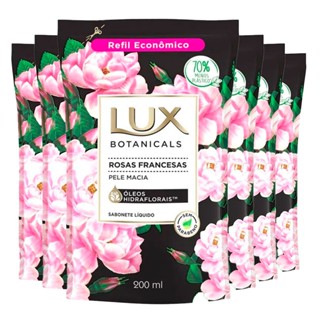 Kit Sabonete Líquido Lux Refil Botanicals Rosas Francesas 200ml 6 Unidades