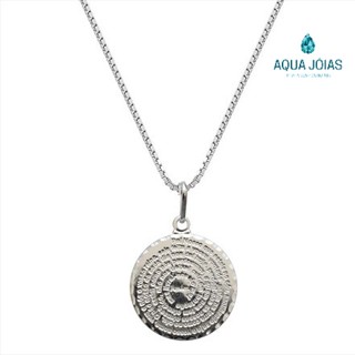 Colar prata 925 oração pai nosso pequeno 15mm x 15mm 45cm