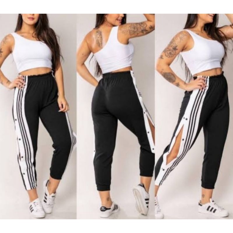 Calça Jogger Feminina Fenda Botões Laterais com Punho em Oferta na Shopee