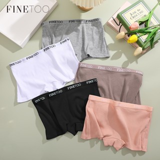 Finetooo Calcinha Mulher Boxer Algodão Cintura Alta Confortável Lingerie Respirável