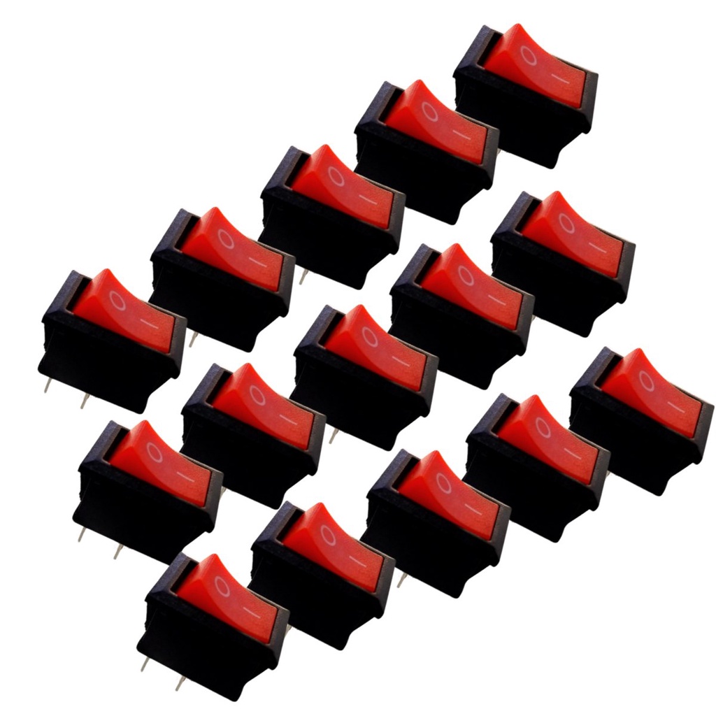 Kit 15 Interruptores Chave tic tac Kdc Vermelha OnOff 2 Posição Liga e Desliga Botão Gangorra Preto