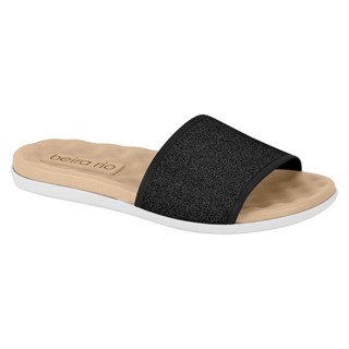 Sandalia Feminina Slide Rasteira Sem Salto Confortavel Dia A Dia Super Leve Chinelo Macio Calce Fácil Brilho Moda Casual Adulto Brilhosa Básica Lisa Rasteirinha Baixa Palmilha EVA Massageadora Tira Grossa única Tamanco Solado Borracha Antiderrapante Confo