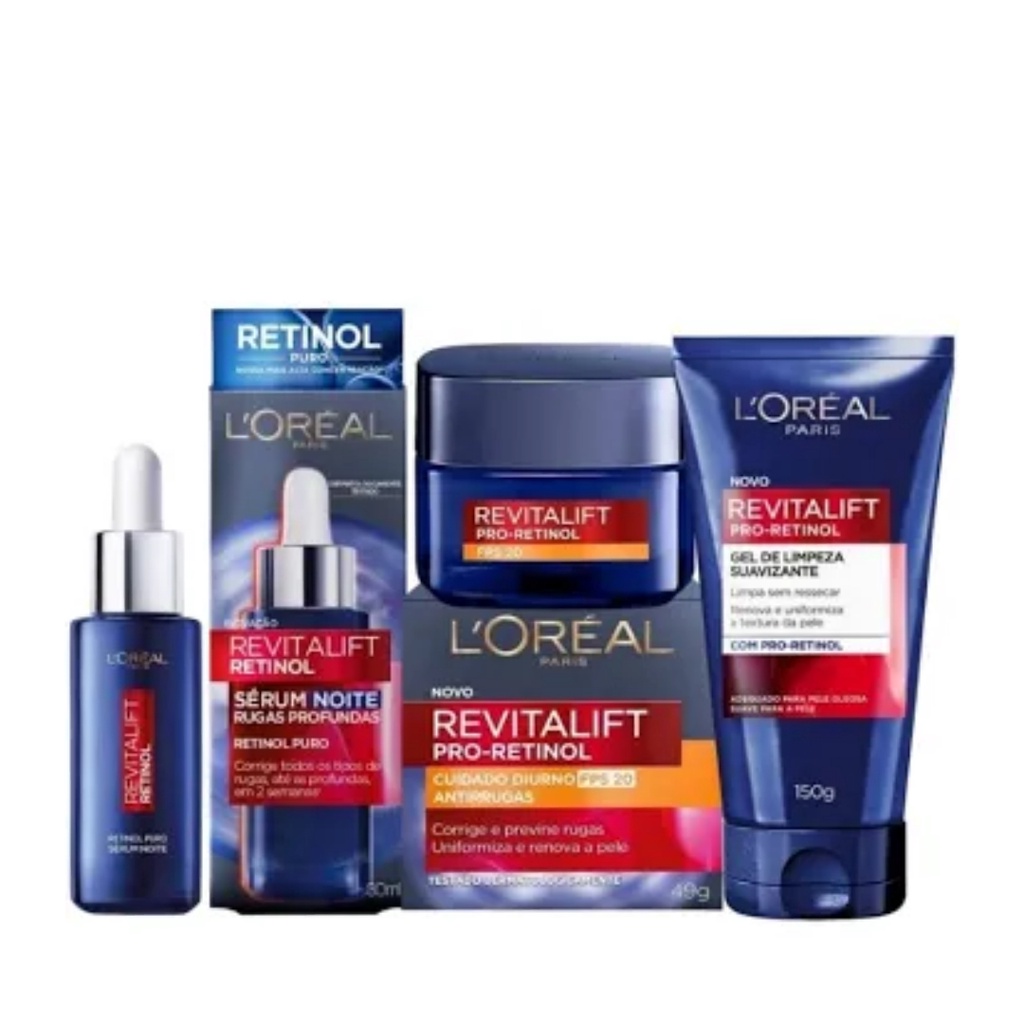 Kit Retinol Revitalift  L'oreal Paris Serum + Creme + Gel de limpeza profunda - 03 Itens em Oferta na Shopee
