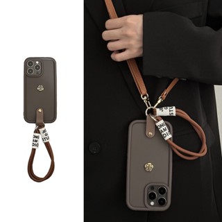Capa Protetora De Telefone Marrom De Qualidade Superior Com Alça De Cordão Para IPhone 15 14 11 12 13 Pro Max XR XSMAX 7 8 PLUS Silicone Macia À Prova De Choque