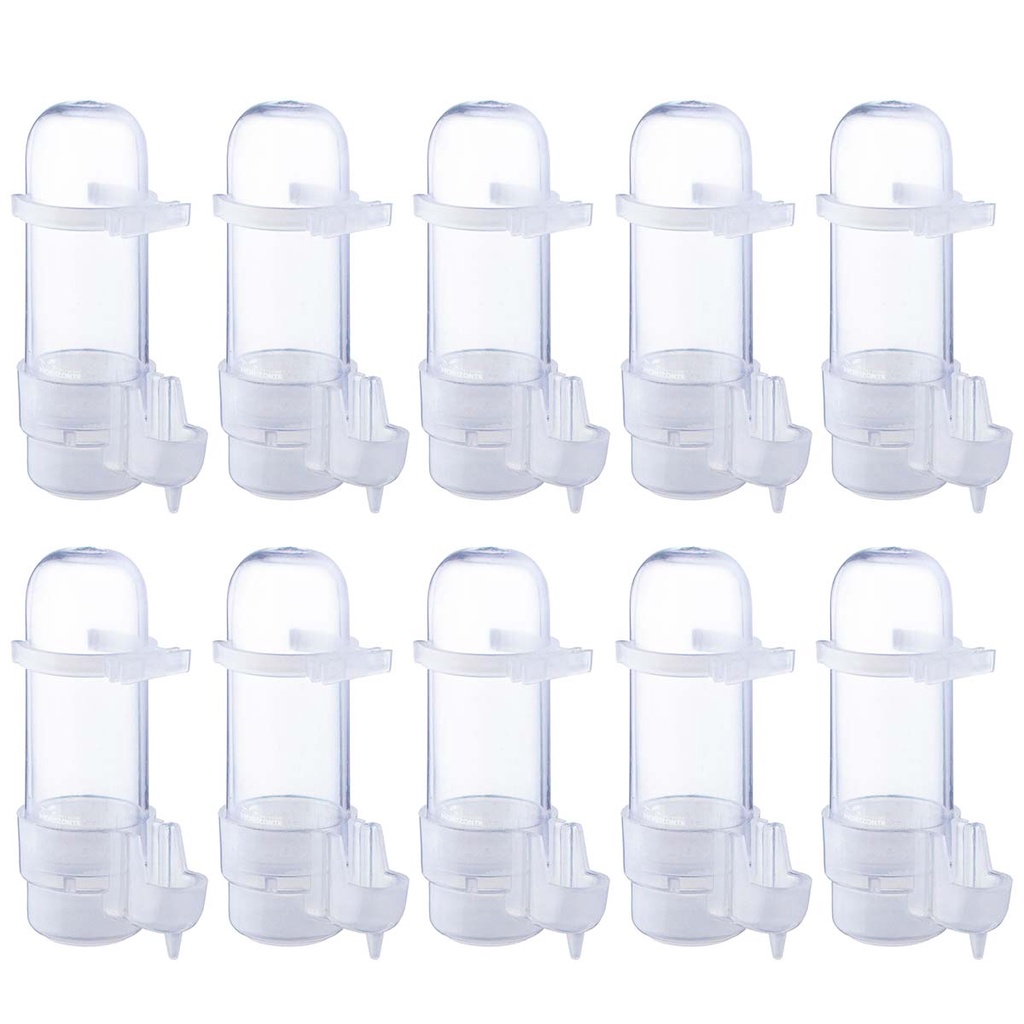 Kit 10 Bebedouro K 44 Baby Cristal 55ml Gaiola Malha Fina Coleiro Pintassilgo Canário Agapornis