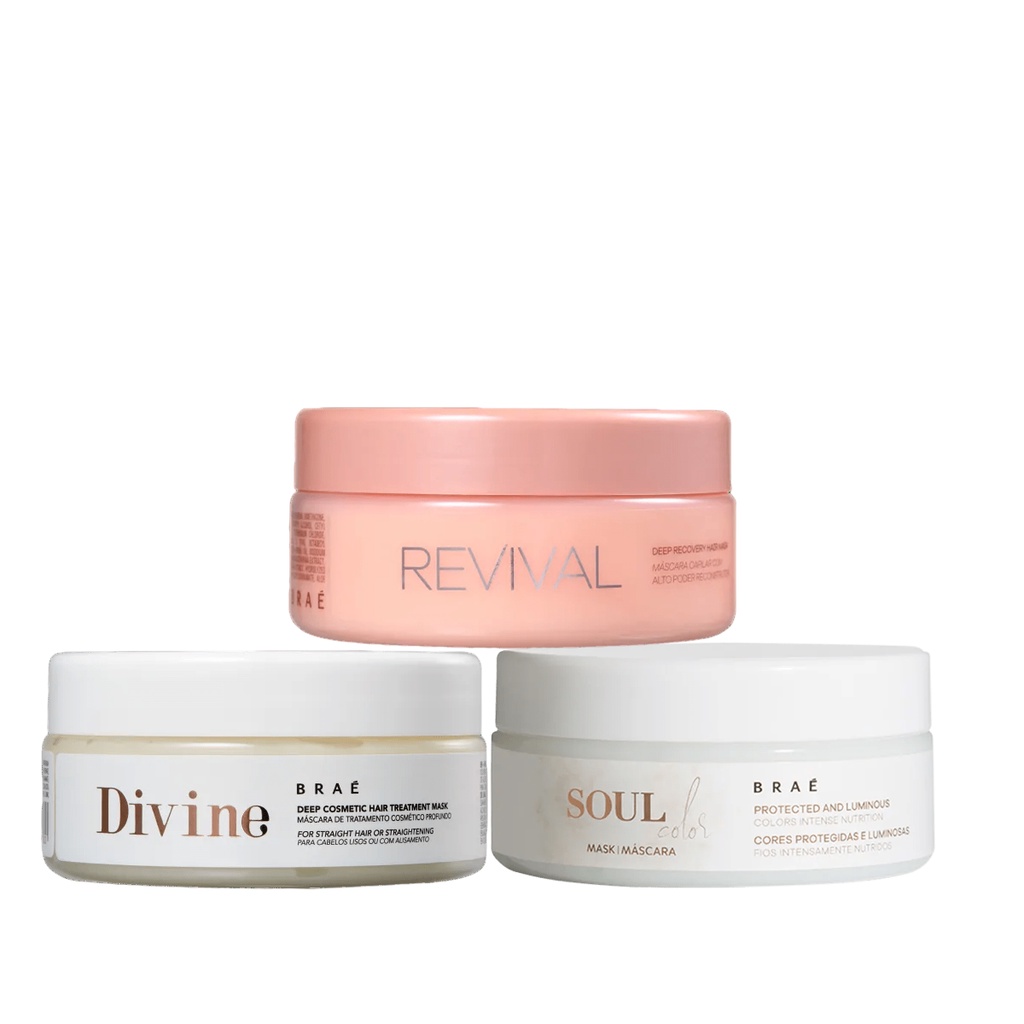 Kit Máscara Revival, Divine e Soul Color 200ml - Braé - Beauty