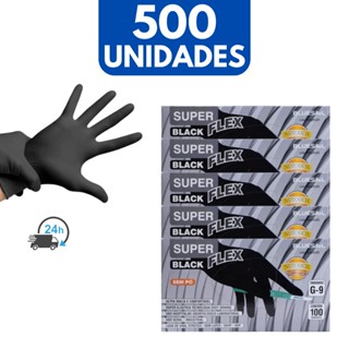 Luva Vinil Black Descartável Preta Kit 500 Unidades (5 Caixas) Procedimento Sem Pó