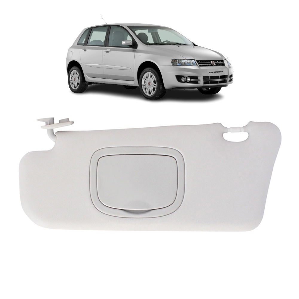 Quebra Sol Cinza Claro com Espelho Fiat Stilo 2003 a 2010 Lado Esquerdo Newtec Nt1041ft
