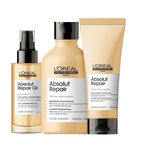 Kit L´Oréal Absolut Repair - Shampo 300ml + Condicionador 200ml + Óleo 10-in-1 90ml