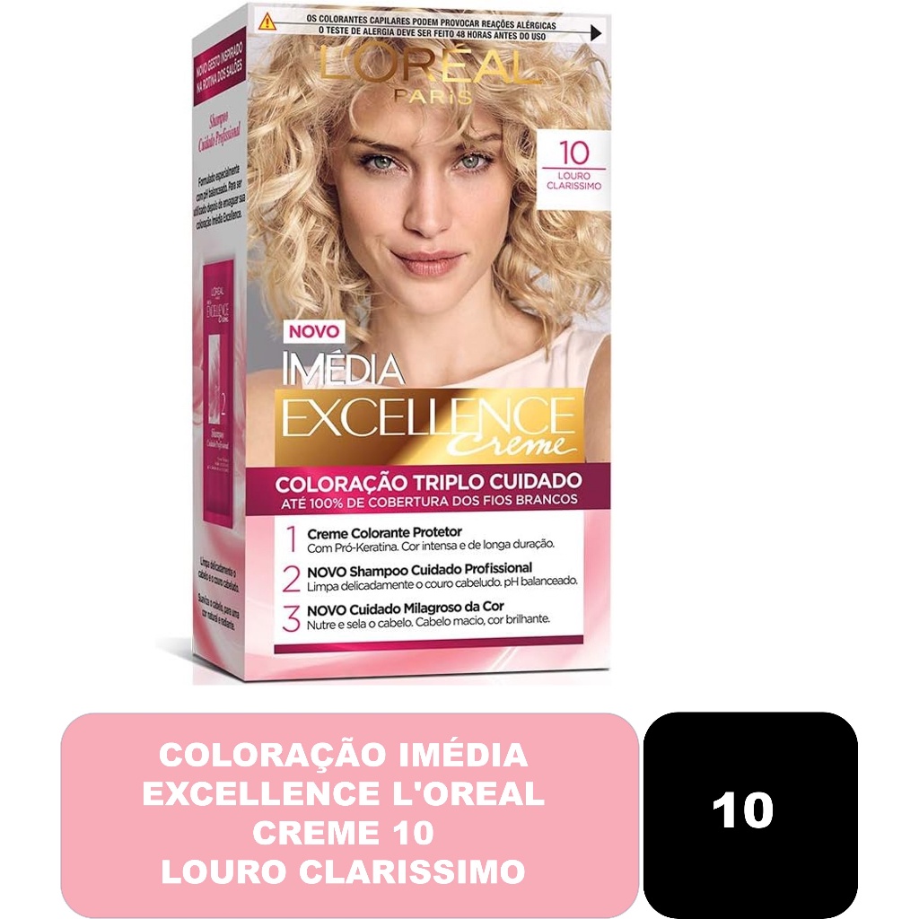 Coloração Imédia Excellence L'oreal Creme 10 Louro Clarissimo