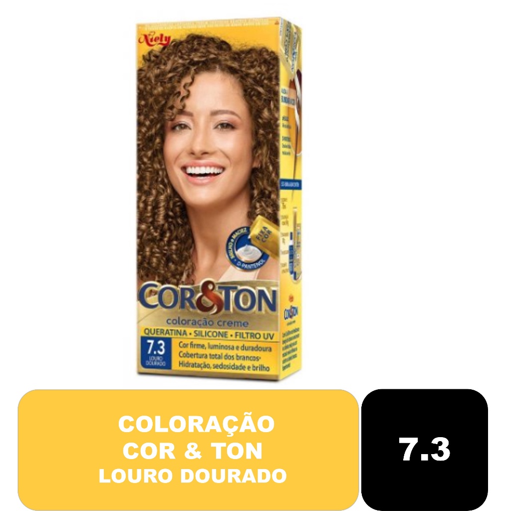 Coloração Cor & Ton 7.3 Louro Dourado em Oferta na Shopee
