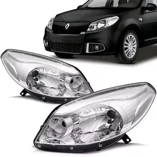 Farol Sandero 2012 2013 2014 Manual Cromado