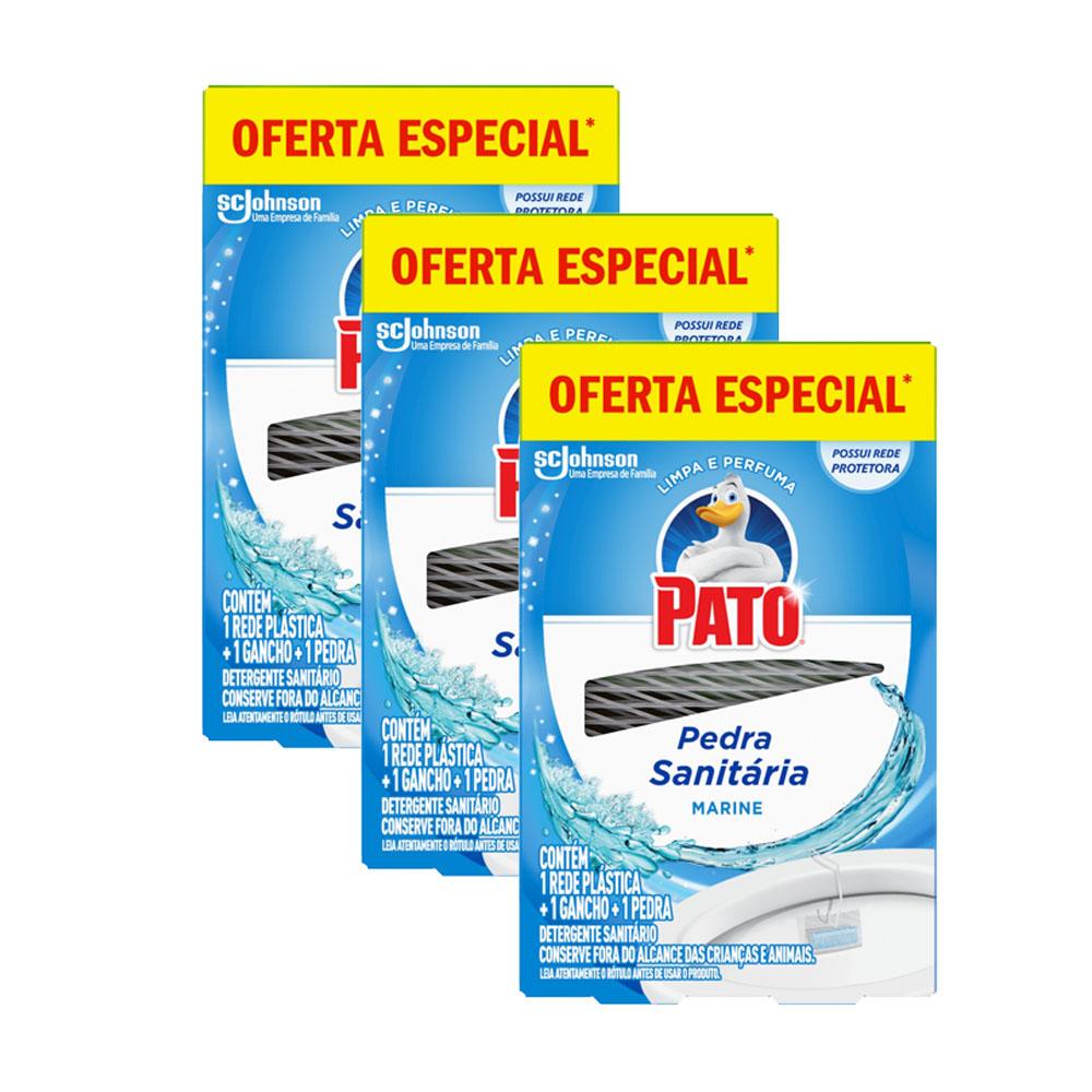 Kit 3 Detergentes Sanitário em Pedra Pato com Rede Protetora Marine 25% de Desconto em Oferta na Shopee