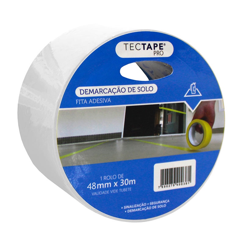 Fita para demarcação de solo 48x30 branca Tectape