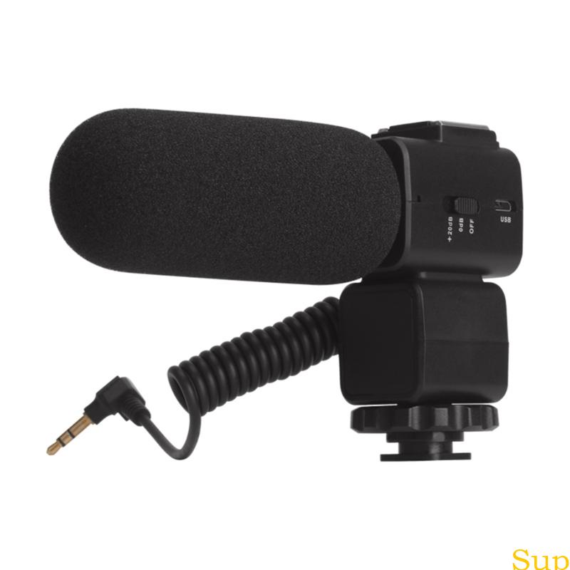 Sup Camera Microfone Mono Shotgun Para Filmadoras Vlog Live Streaming Entrevistas