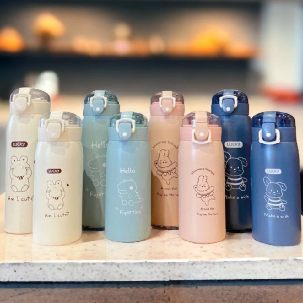Garrafa Térmica de Bichinho Com canudo em Inox 350ml Trabalho Escola Academia em Oferta na Shopee