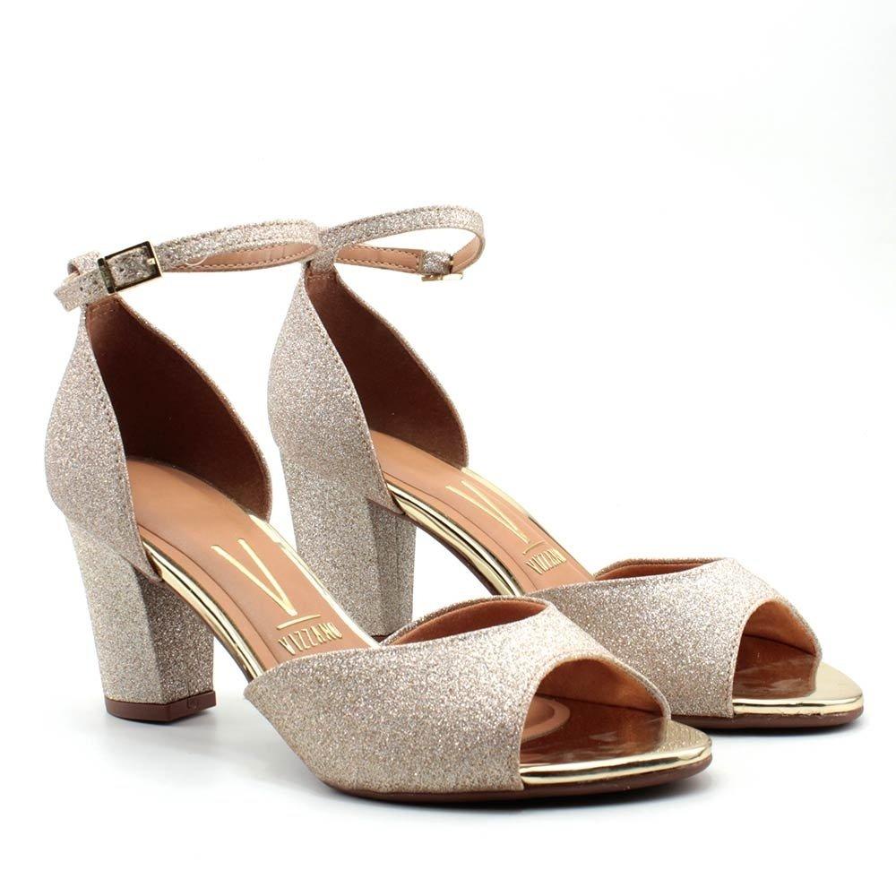 Sandália Vizzano Salto Glitter 6262-406 Dourado em Oferta na Shopee