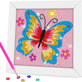 Kit De Pintura Com Diamante 5D Para Crianças , 15 * 15cm , De Bricolagem Conjunto De Arte Fácil De Cristal Casa