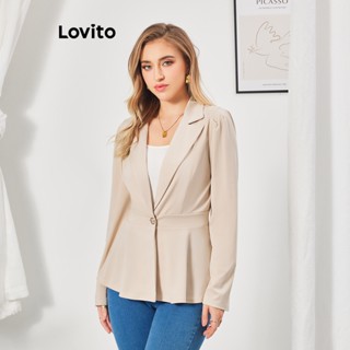 Lovito Blazer Elegante Com Gola Entalhada E Bainha Lisa Com Babados Para Mulheres LBL07053