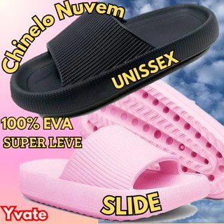 Chinelo Slide Nuvem Yvate Antiderrapante Ortopédico Leve Confortável 100% Eva 33 ao 38 Masculino Feminino Preto Rosa Pink