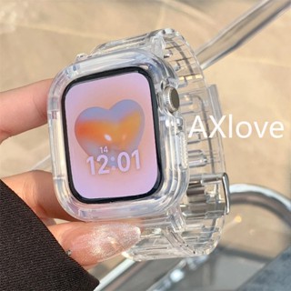 Ins Faixa Transparente Fofa + Estojo Para Relógio Apple Ultra 2 Série 49mm 9 44MM 45mm 41mm 40mm 42mm 38mm Pulseira Esportiva iWatch 8 7 6 SE 5 4 3 1 Correa