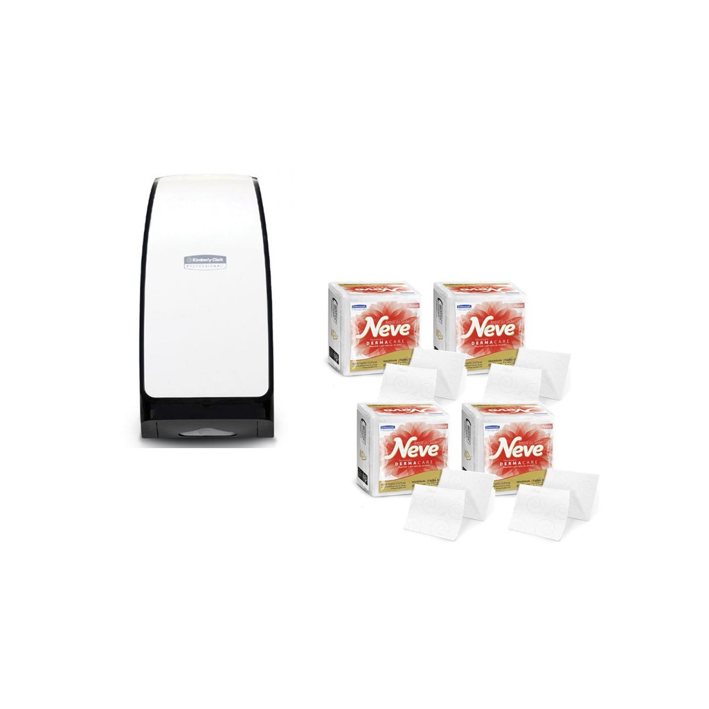 Kit Dispenser Interfolha Kimberly-Clark + 04 Unidades Papel Higiênico Interfolhado 250 Folhas Neve em Oferta na Shopee