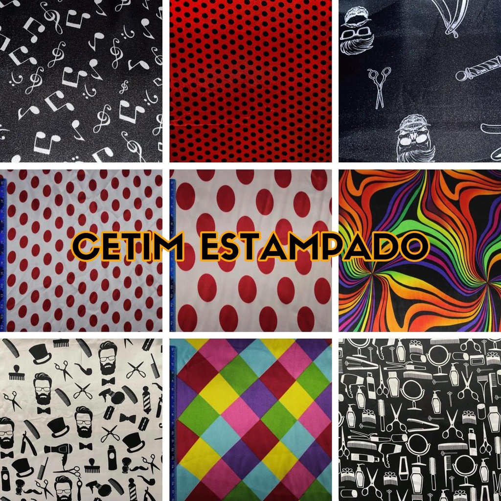 Tecido Cetim Estampado Fantasia Cetim de Carnaval (6m x 1,50m)