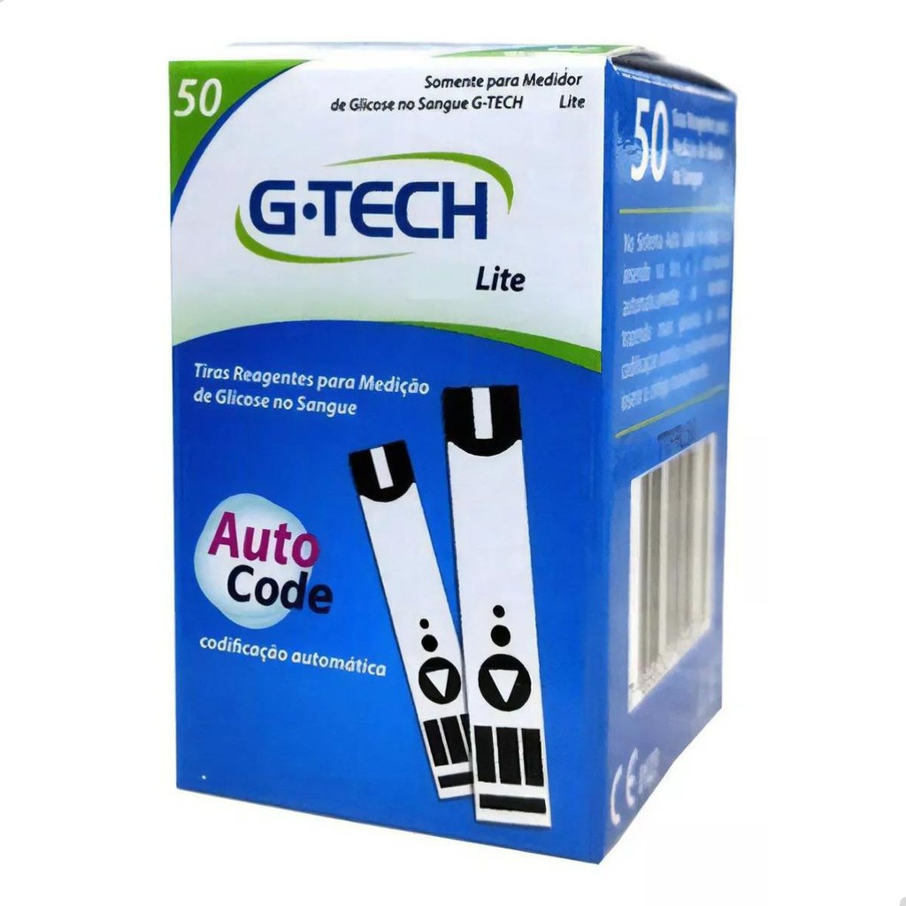 Tiras Reagentes Medição de Insulina 50 Unidades G-Tech - Lite Fitas de Insulina Diabetes Glicemia