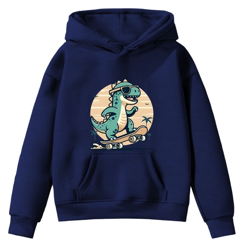 Moletom Infantil Canguru Dinossauro Skate Desenho Tv Diversão Bolso Capuz