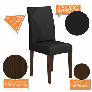 Kit 4 Cadeiras Estofadas Sofia Imbuia/preto - Móveis Arapongas em Oferta na Shopee