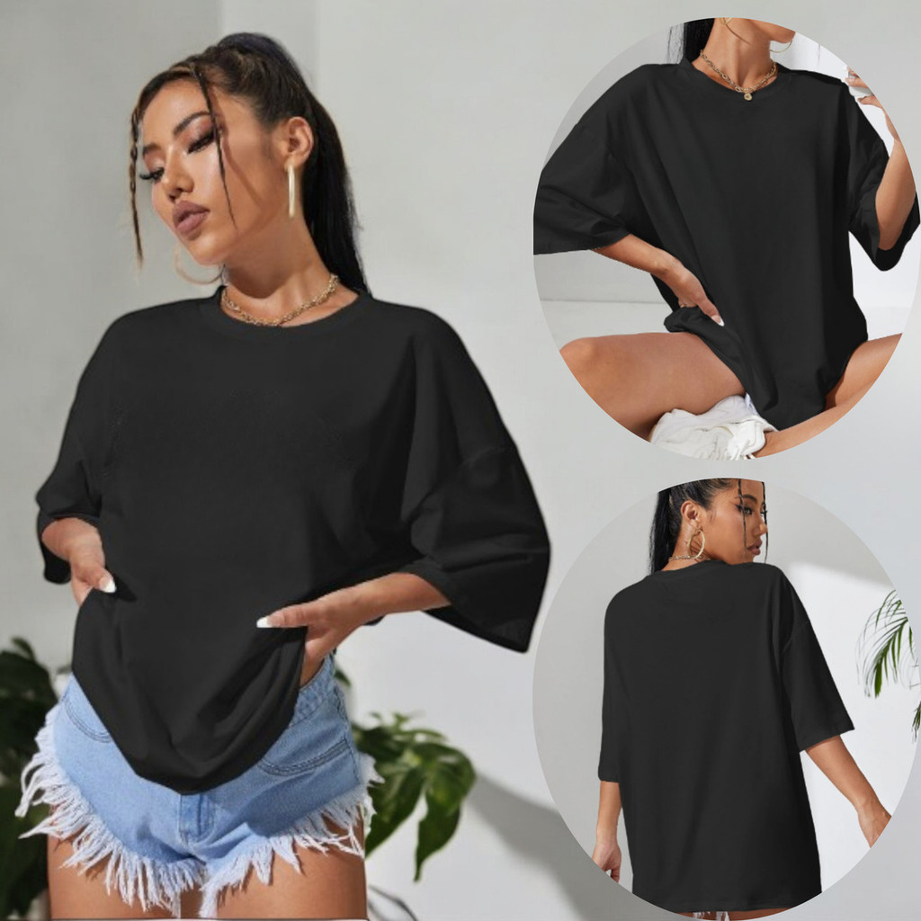 Camiseta Oversized Feminina Básica Lisa 100 Porcento Algodão Lazer Academia Moda Casual Look Moderno
