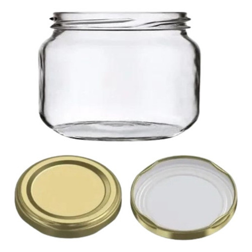 Pote de Vidro Patê Porta Tempero Tampa Dourada 120ml - 10un