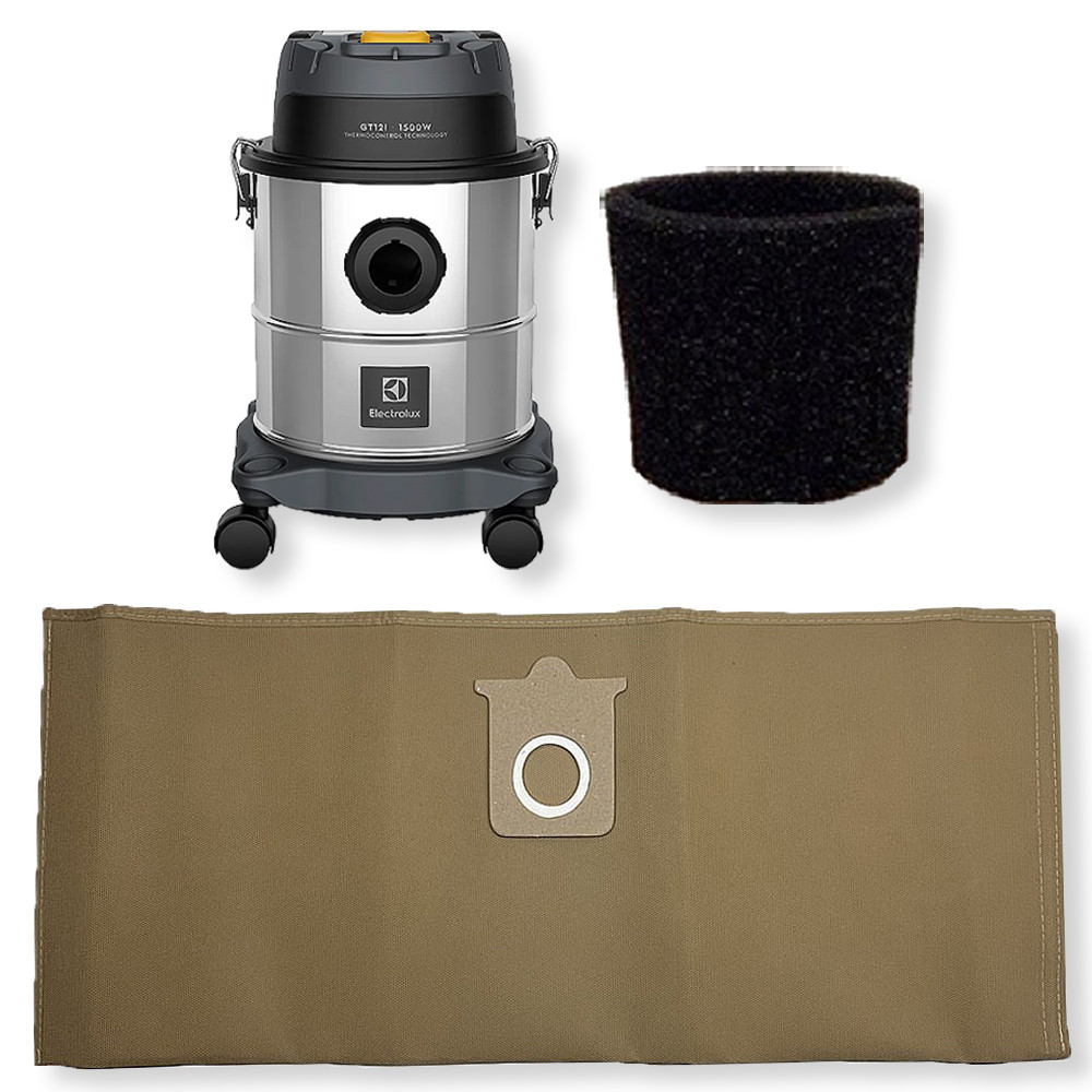 Saco Refil Coletor Cartucho Reutilizável + Filtro Permanente para Aspirador de Pó Electrolux GT12i