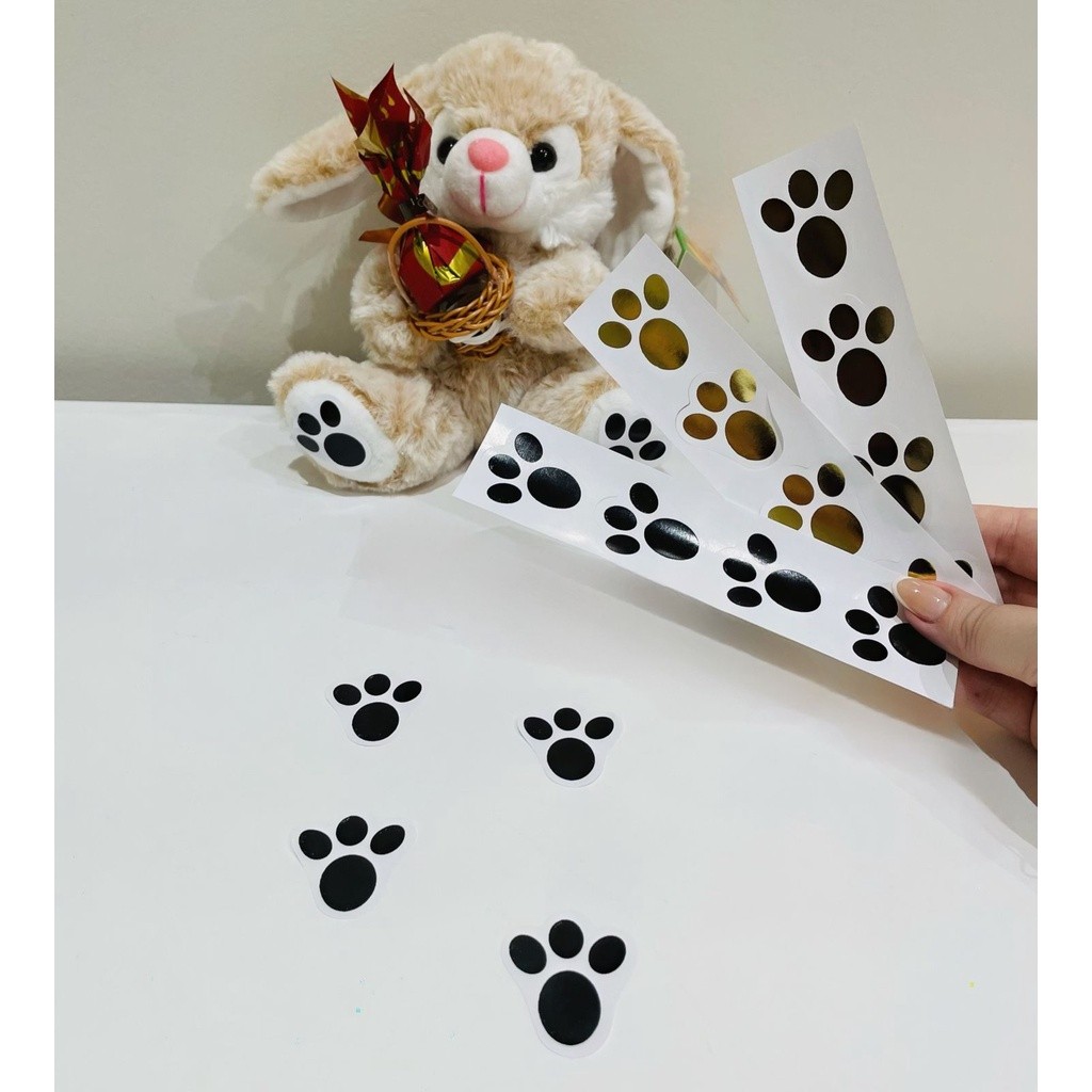 Patinhas adesivas de coelho da pascoa 4x3,5cm em Oferta na Shopee