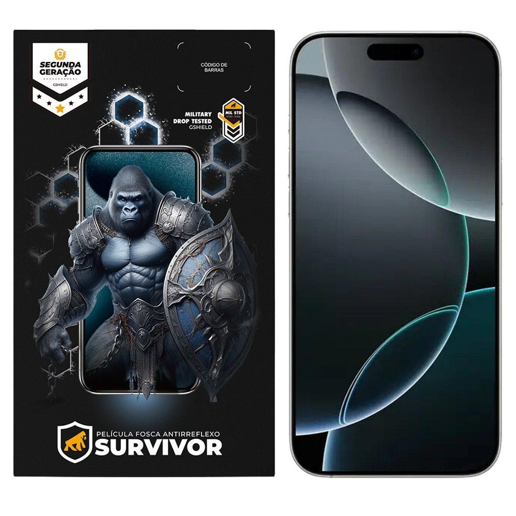 Película Protetora Fosca p/ iPhone 16 Pro com Aplicador - Survivor  - Gshield em Oferta na Shopee