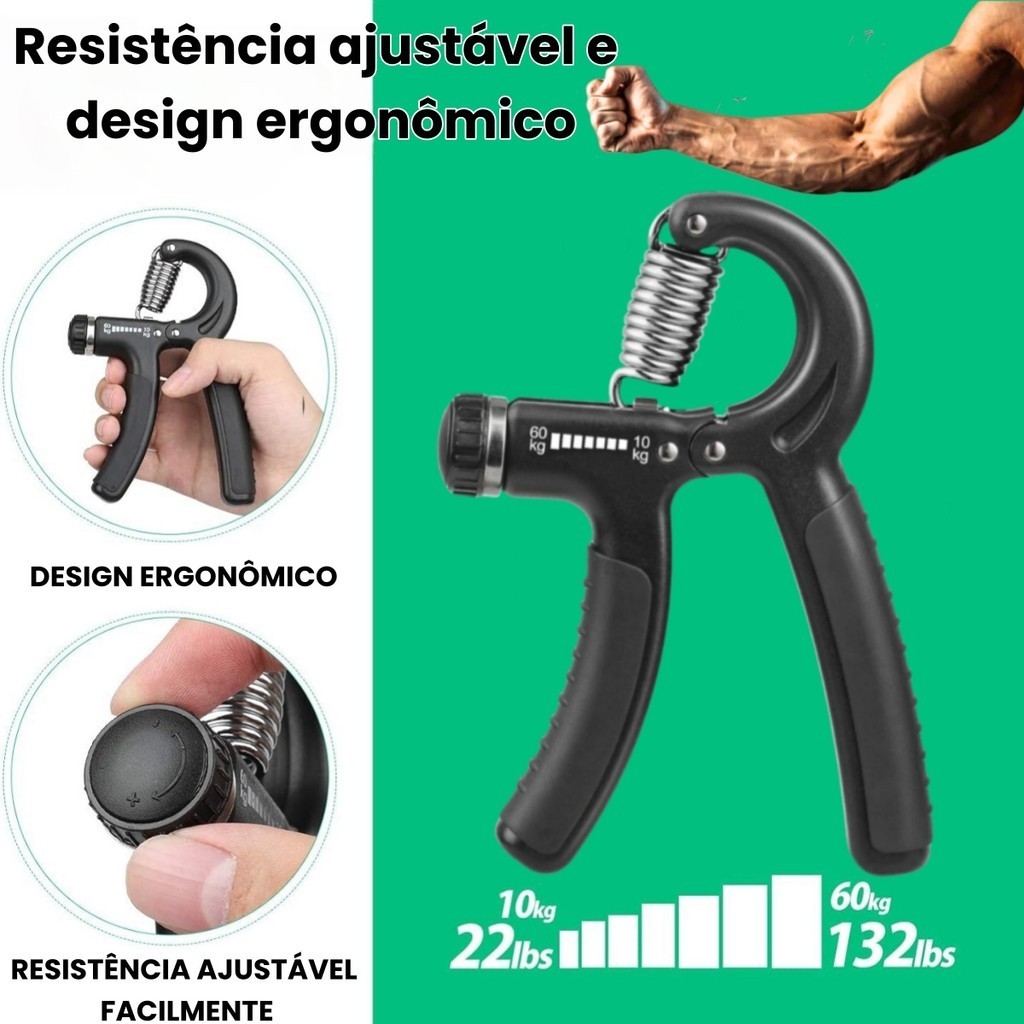 Hand Grip Flexor De Punho Exercício Para Mãos Ajustável Mola Treinar Antebraço 60kg  Fortalecedor de Mão