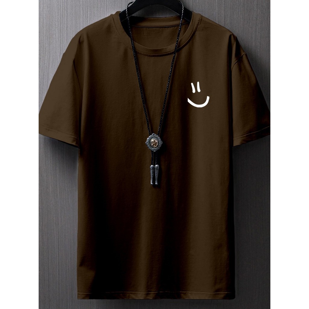 Blusa Estampada Desenho Smile Minimalista Aesthetic T Shirt  Oversized Camiseta Confortável