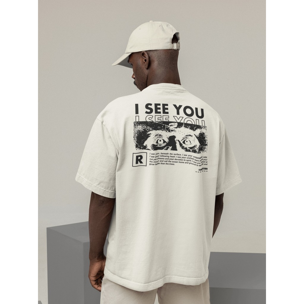 Camisa Camiseta Oversized Gola Alta Streetwear Masculino e Feminino 100% Algodão Preto e Off Whte Estampado - ESTAMPA