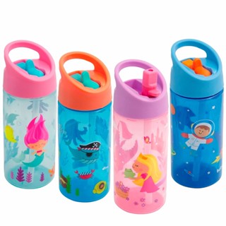 Garrafinha Infantil Aventuras Buba Garrafa Com Canudo Retrátil Sereia Astronauta Princesa Pirata 380ml