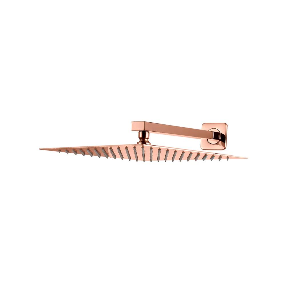 Ducha Chuveiro Inox 30cm com Braço 40cm Mundaú Pingoo - Dourado rose - Home & Living