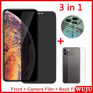 WUJU 3 Em 1 Privacidade Vidro Temperado Anti-Espionagem Compatível Para iPhone 11 12 13 14 15 Pro Max XR X XS 7 8 Plus SE Protetor De Tela Da Lente Câmera
