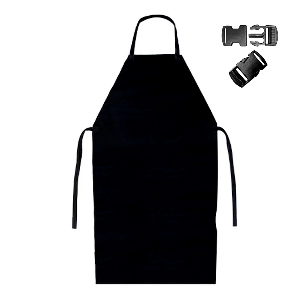 Avental Pvc Cozinha Impermeável Preto Açougue C/ Engate