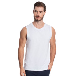 Regata Masculina Básico Meia Malha Diametro Branco