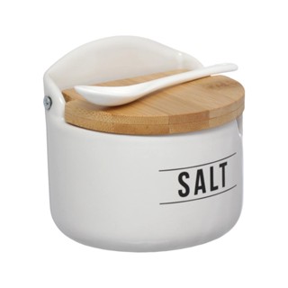 Saleiro Porcelana e Bambu 290ml Branco Manhattan Hauskraft