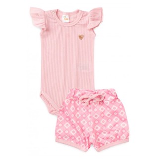 Conjunto Canelado - Xadrez Rosa - Ame Kids